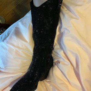Rhinestone black boots